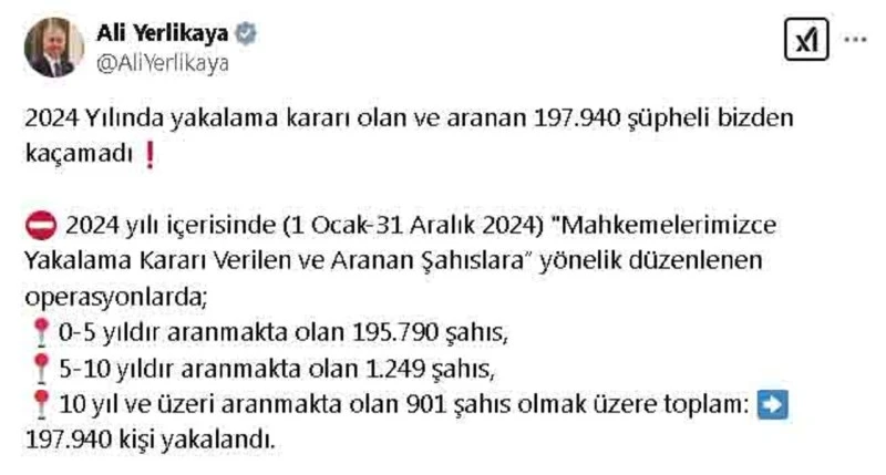 Bakan Yerlikaya'nın Açıklamaları